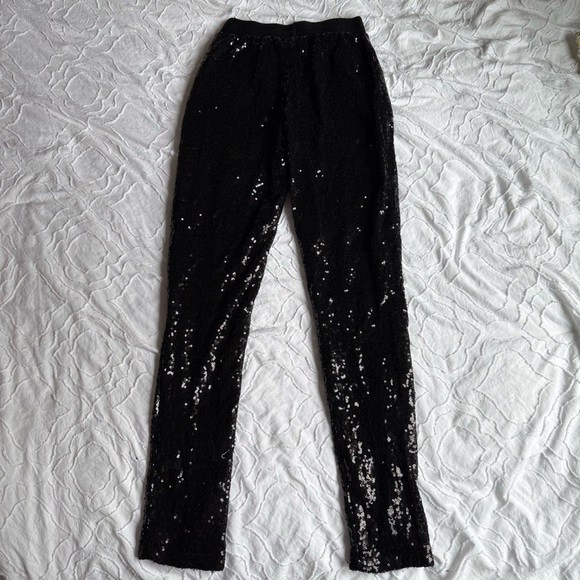Wanhaofashion Black Sequin Leggings Elastic Waist - Picture 10 of 10